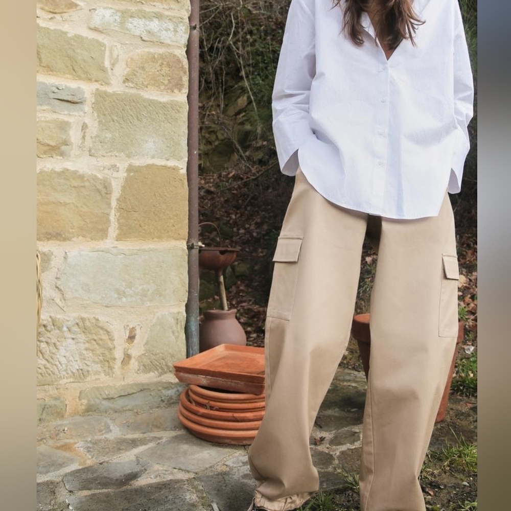 Zara cargo pants Straight Leg  Cargo Camel Sz L. M BNWT - Picture 6 of 12